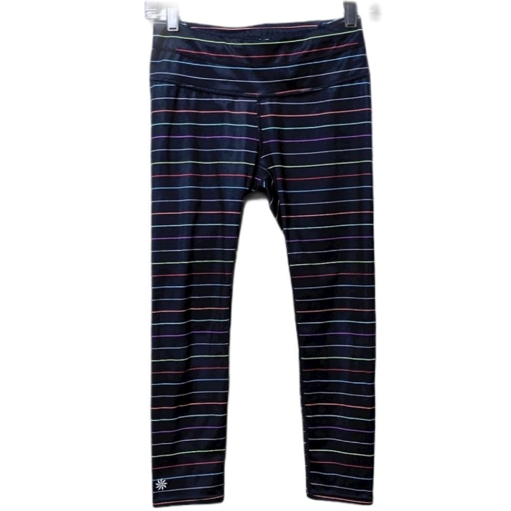 ATHLETA Striped Rainbow Sonar Cropped Leggings XS